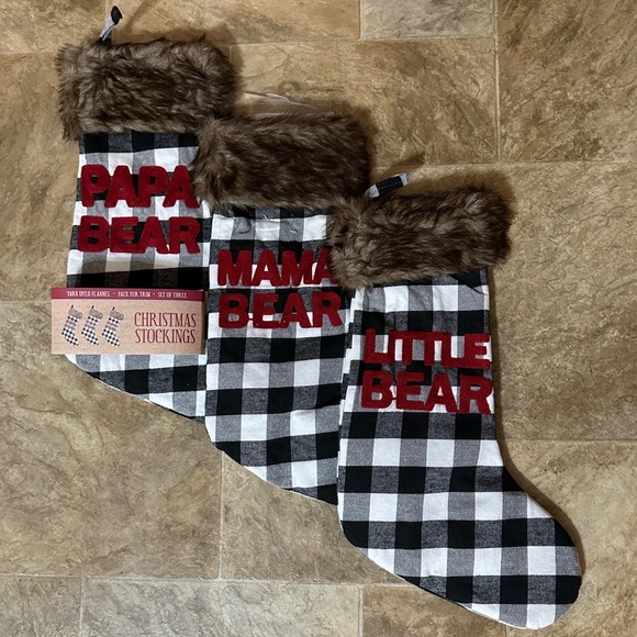 New 3 Stockings- mama bear, papa bear, little bear Christmas farmhouse - Picture 9 of 11